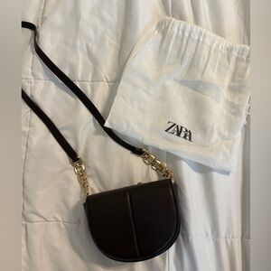 Zara brown Crossbody Bag with Gold Accents